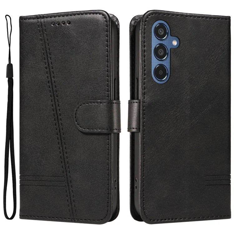 For Samsung Galaxy M35 5G Case Wallet Card Slots Protective Leather Phone Cover T-Shape Lines