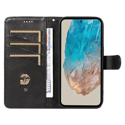 For Samsung Galaxy M35 5G Case Wallet Card Slots Protective Leather Phone Cover T-Shape Lines