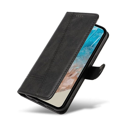 For Samsung Galaxy M35 5G Case Wallet Card Slots Protective Leather Phone Cover T-Shape Lines