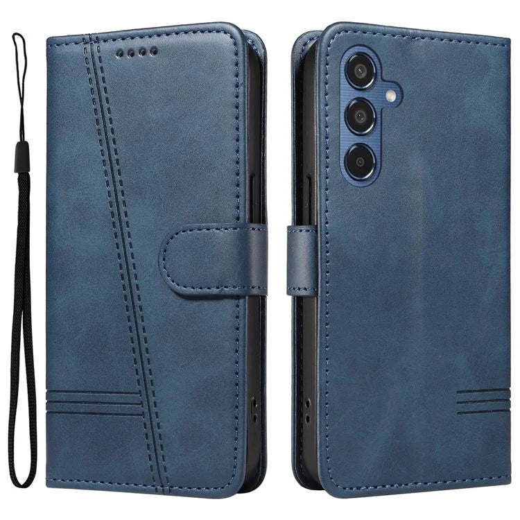 For Samsung Galaxy M35 5G Case Wallet Card Slots Protective Leather Phone Cover T-Shape Lines