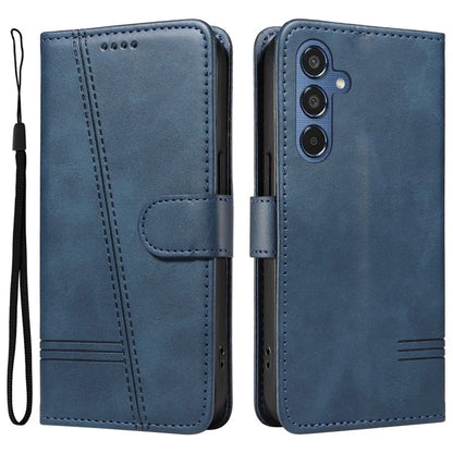 For Samsung Galaxy M35 5G Case Wallet Card Slots Protective Leather Phone Cover T-Shape Lines