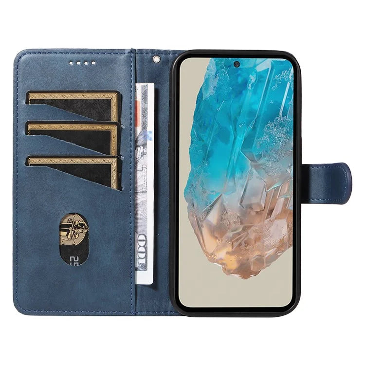 For Samsung Galaxy M35 5G Case Wallet Card Slots Protective Leather Phone Cover T-Shape Lines