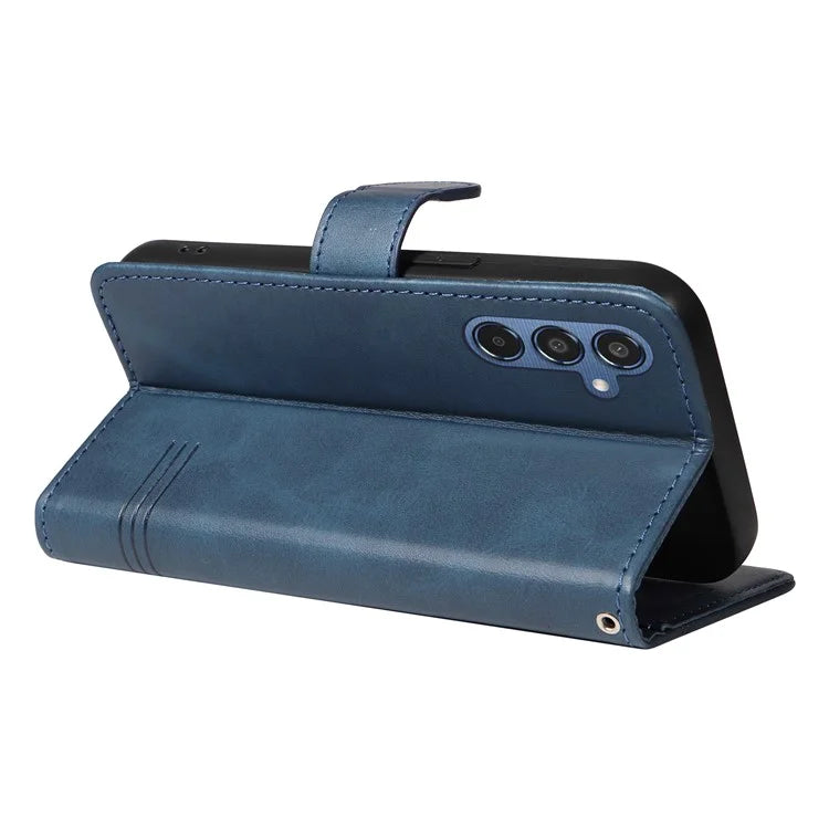 For Samsung Galaxy M35 5G Case Wallet Card Slots Protective Leather Phone Cover T-Shape Lines