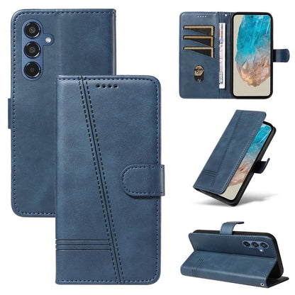 For Samsung Galaxy M35 5G Case Wallet Card Slots Protective Leather Phone Cover T-Shape Lines