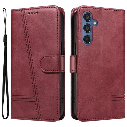For Samsung Galaxy M35 5G Case Wallet Card Slots Protective Leather Phone Cover T-Shape Lines