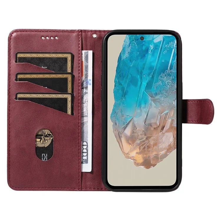 For Samsung Galaxy M35 5G Case Wallet Card Slots Protective Leather Phone Cover T-Shape Lines