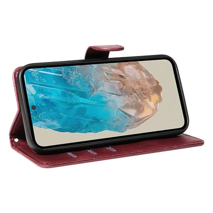 For Samsung Galaxy M35 5G Case Wallet Card Slots Protective Leather Phone Cover T-Shape Lines