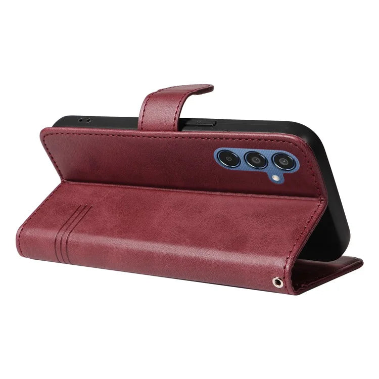 For Samsung Galaxy M35 5G Case Wallet Card Slots Protective Leather Phone Cover T-Shape Lines