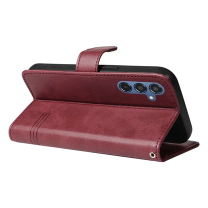 For Samsung Galaxy M35 5G Case Wallet Card Slots Protective Leather Phone Cover T-Shape Lines