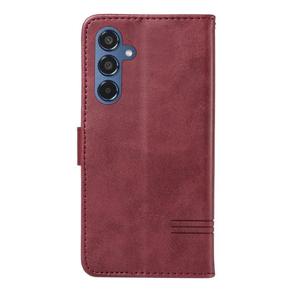 For Samsung Galaxy M35 5G Case Wallet Card Slots Protective Leather Phone Cover T-Shape Lines
