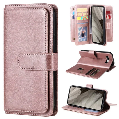 KT Multi-Functional Series-1 For Google Pixel 7a Case 10 Card Holder Leather Phone Cover Stand Function