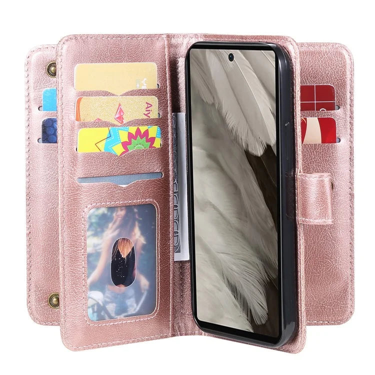KT Multi-Functional Series-1 For Google Pixel 7a Case 10 Card Holder Leather Phone Cover Stand Function