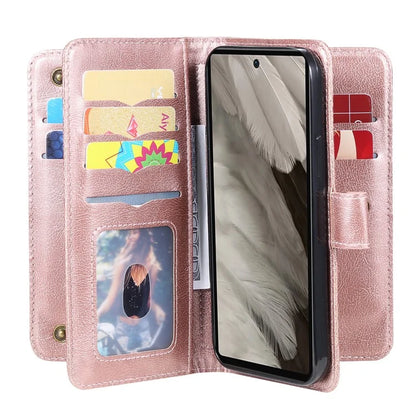 KT Multi-Functional Series-1 For Google Pixel 7a Case 10 Card Holder Leather Phone Cover Stand Function
