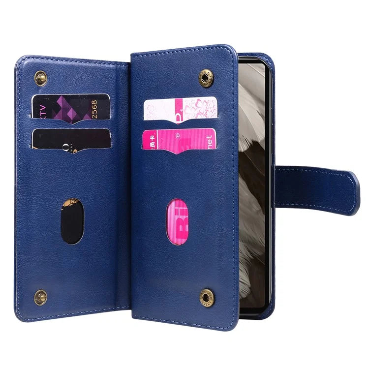 KT Multi-Functional Series-1 For Google Pixel 7a Case 10 Card Holder Leather Phone Cover Stand Function