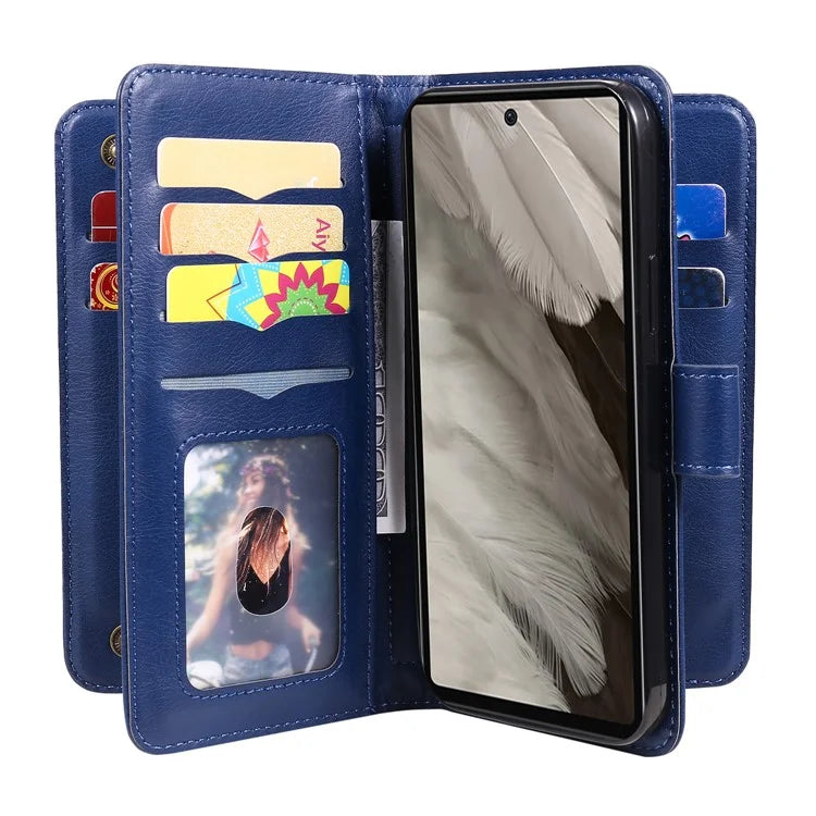 KT Multi-Functional Series-1 For Google Pixel 7a Case 10 Card Holder Leather Phone Cover Stand Function