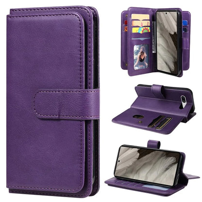 KT Multi-Functional Series-1 For Google Pixel 7a Case 10 Card Holder Leather Phone Cover Stand Function