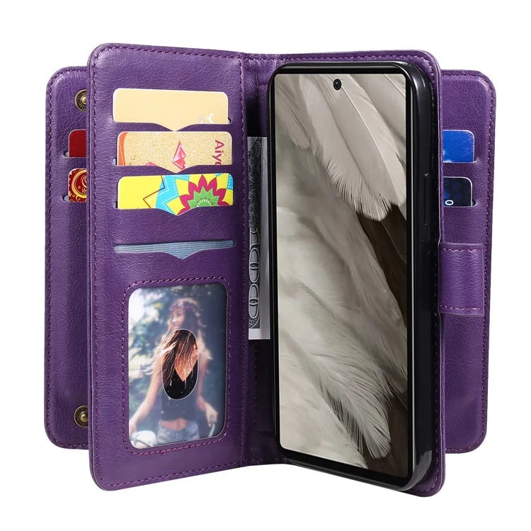 KT Multi-Functional Series-1 For Google Pixel 7a Case 10 Card Holder Leather Phone Cover Stand Function