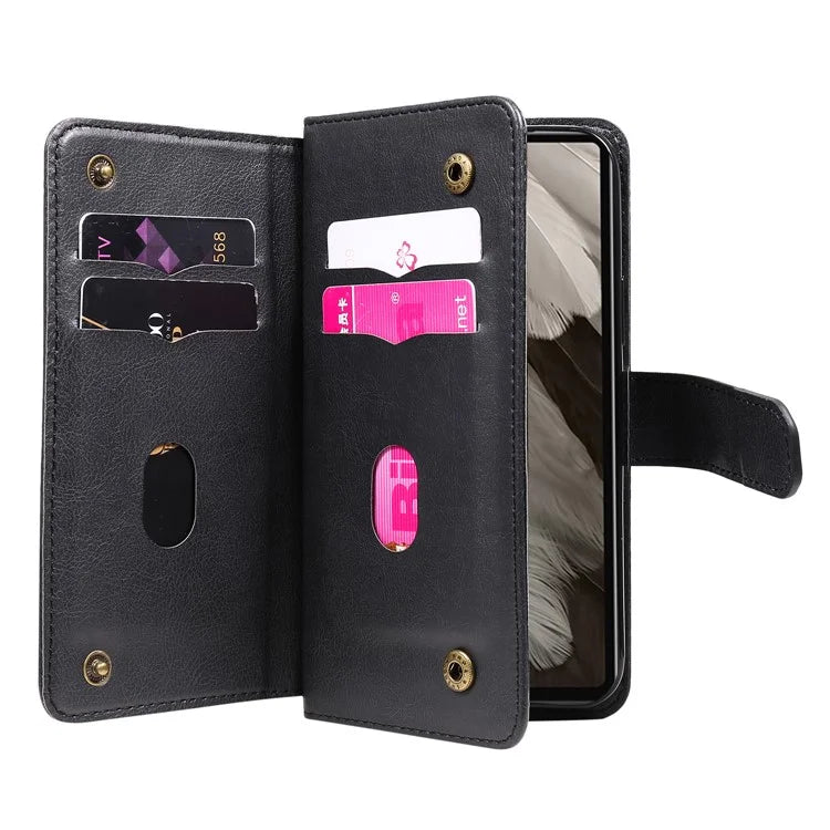 KT Multi-Functional Series-1 For Google Pixel 7a Case 10 Card Holder Leather Phone Cover Stand Function