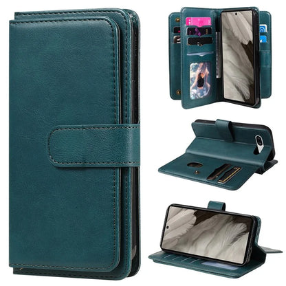 KT Multi-Functional Series-1 For Google Pixel 7a Case 10 Card Holder Leather Phone Cover Stand Function
