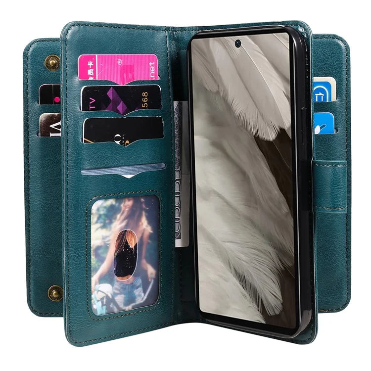 KT Multi-Functional Series-1 For Google Pixel 7a Case 10 Card Holder Leather Phone Cover Stand Function