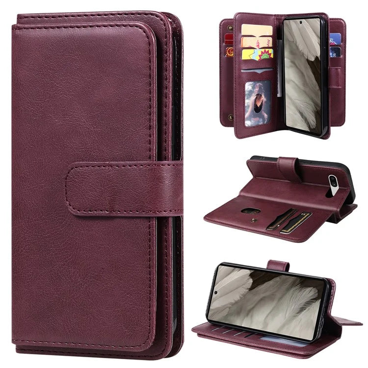 KT Multi-Functional Series-1 For Google Pixel 7a Case 10 Card Holder Leather Phone Cover Stand Function