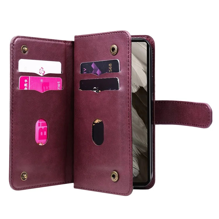 KT Multi-Functional Series-1 For Google Pixel 7a Case 10 Card Holder Leather Phone Cover Stand Function