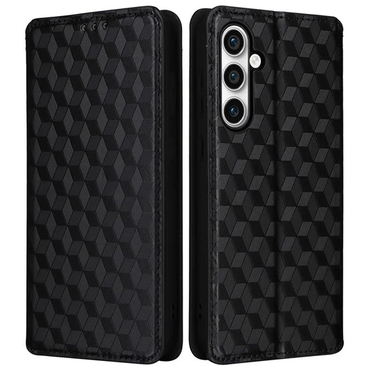 For Samsung Galaxy S24 FE Wallet Case Rhombus Imprint Leather Phone Cover