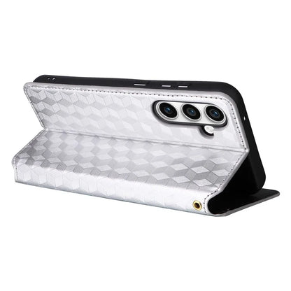 For Samsung Galaxy S24 FE Wallet Case Rhombus Imprint Leather Phone Cover