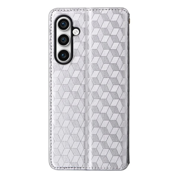 For Samsung Galaxy S24 FE Wallet Case Rhombus Imprint Leather Phone Cover