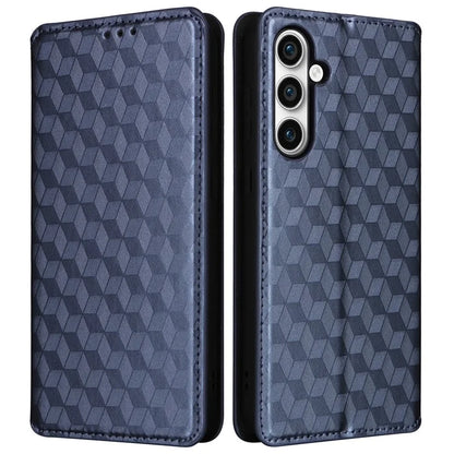 For Samsung Galaxy S24 FE Wallet Case Rhombus Imprint Leather Phone Cover