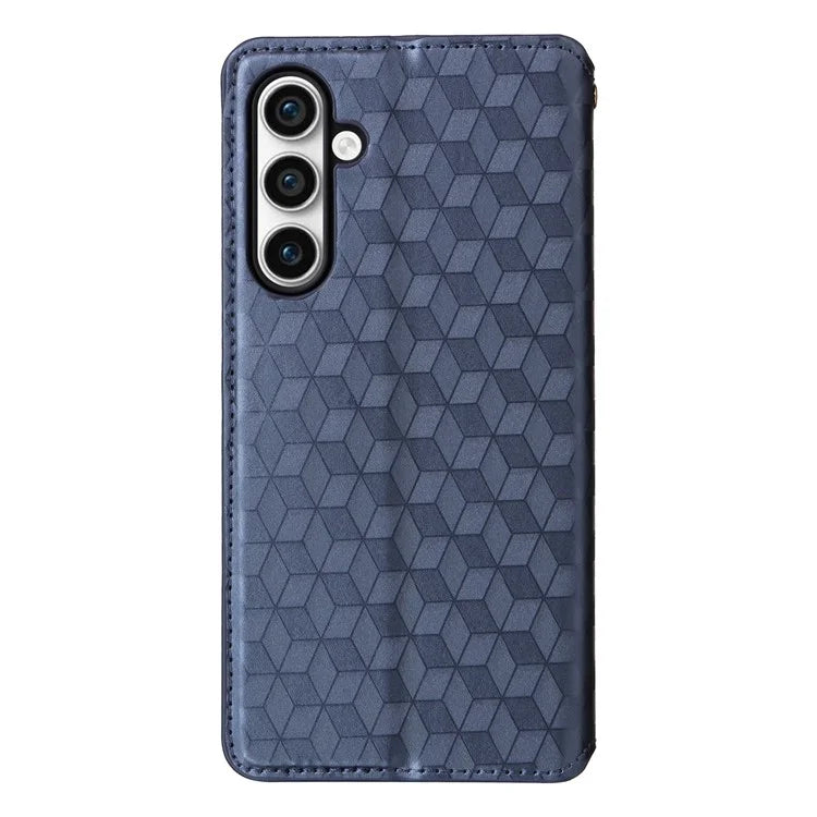 For Samsung Galaxy S24 FE Wallet Case Rhombus Imprint Leather Phone Cover