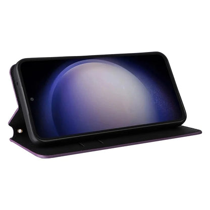 For Samsung Galaxy S24 FE Wallet Case Rhombus Imprint Leather Phone Cover