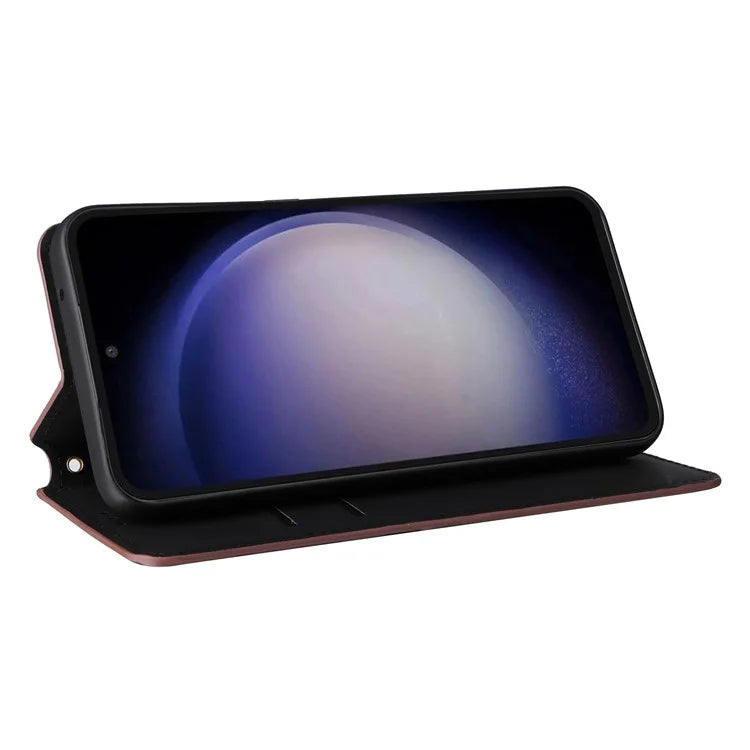 For Samsung Galaxy S24 FE Wallet Case Rhombus Imprint Leather Phone Cover