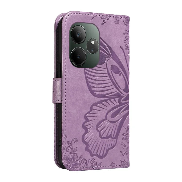 For Realme GT 6 5G Case Butterfly Pattern Leather Wallet Flip Phone Cover