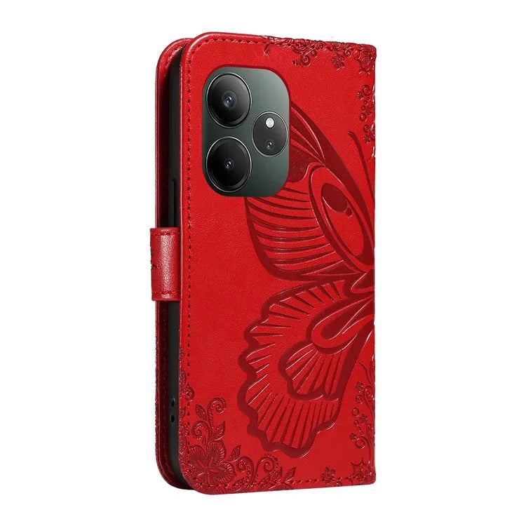 For Realme GT 6 5G Case Butterfly Pattern Leather Wallet Flip Phone Cover