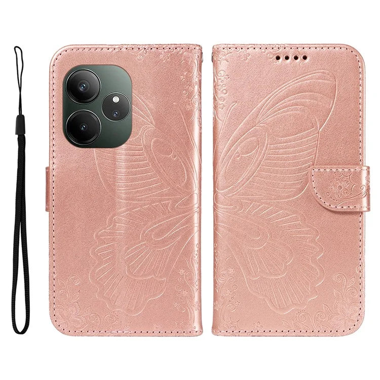 For Realme GT 6 5G Case Butterfly Pattern Leather Wallet Flip Phone Cover