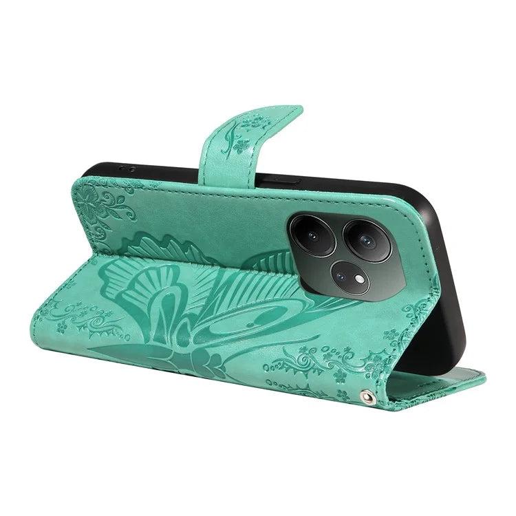 For Realme GT 6 5G Case Butterfly Pattern Leather Wallet Flip Phone Cover