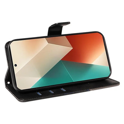 For Xiaomi Redmi Note 13 5G Case Geometric Line Leather Wallet Phone Cover