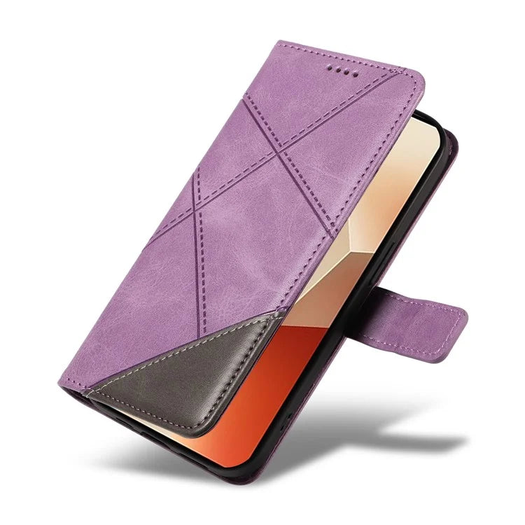 For Xiaomi Redmi Note 13 5G Case Geometric Line Leather Wallet Phone Cover