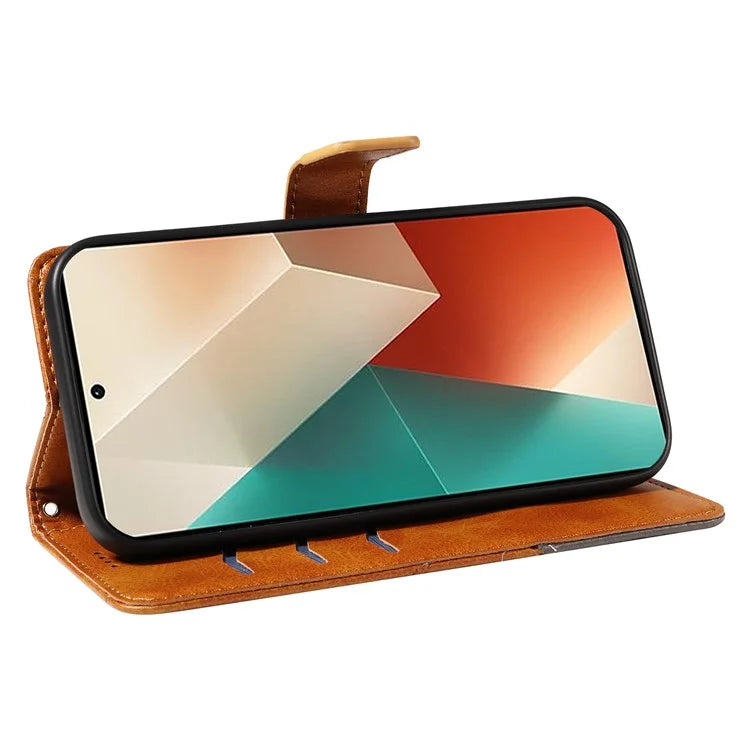 For Xiaomi Redmi Note 13 5G Case Geometric Line Leather Wallet Phone Cover