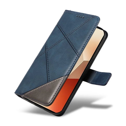 For Xiaomi Redmi Note 13 5G Case Geometric Line Leather Wallet Phone Cover
