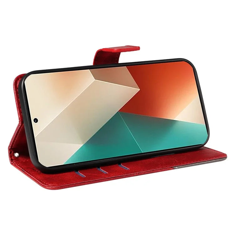For Xiaomi Redmi Note 13 5G Case Geometric Line Leather Wallet Phone Cover