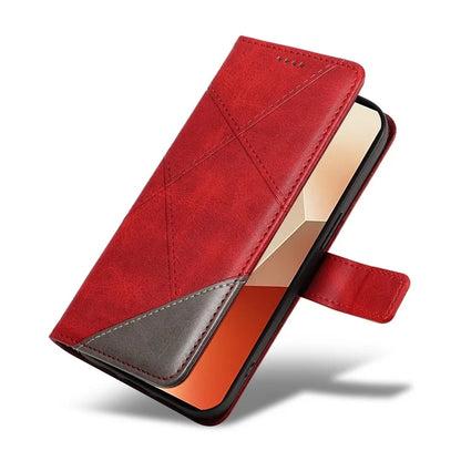 For Xiaomi Redmi Note 13 5G Case Geometric Line Leather Wallet Phone Cover