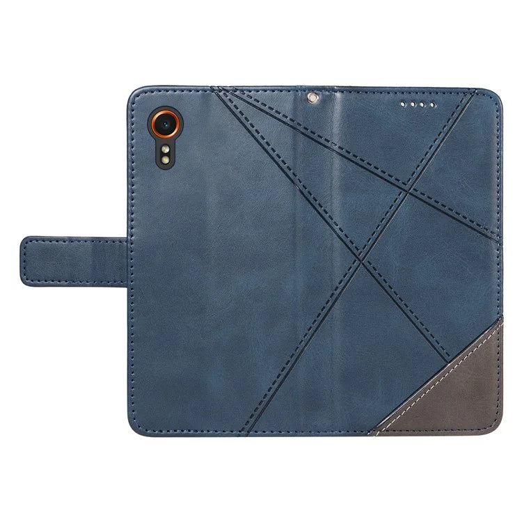 For Samsung Galaxy Xcover7 Case Shockproof Geometric Line Leather Phone Cover Card Holder