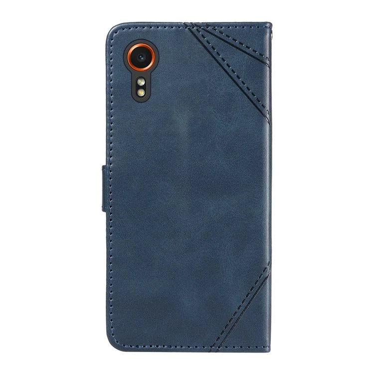For Samsung Galaxy Xcover7 Case Shockproof Geometric Line Leather Phone Cover Card Holder