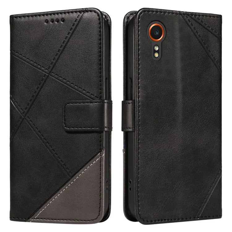 For Samsung Galaxy Xcover7 Case Shockproof Geometric Line Leather Phone Cover Card Holder