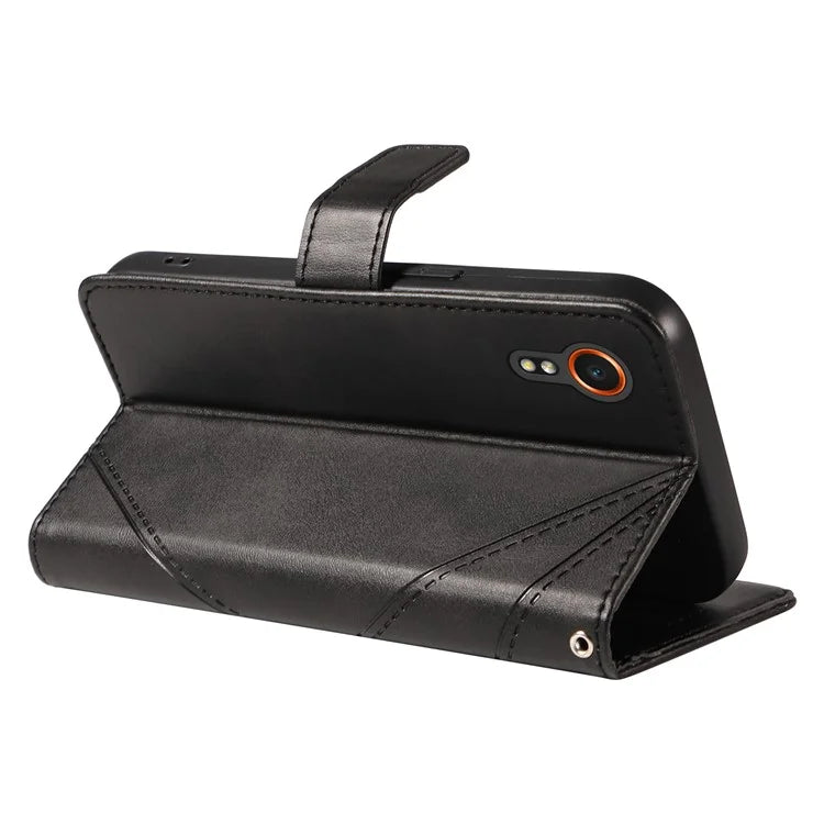 For Samsung Galaxy Xcover7 Case Shockproof Geometric Line Leather Phone Cover Card Holder