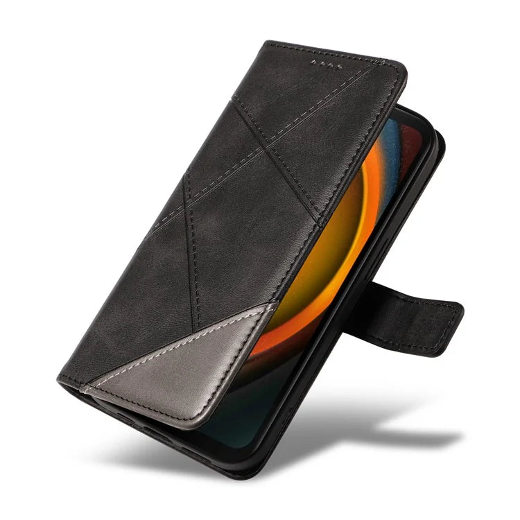 For Samsung Galaxy Xcover7 Case Shockproof Geometric Line Leather Phone Cover Card Holder