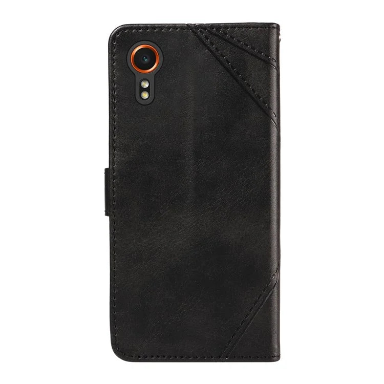 For Samsung Galaxy Xcover7 Case Shockproof Geometric Line Leather Phone Cover Card Holder