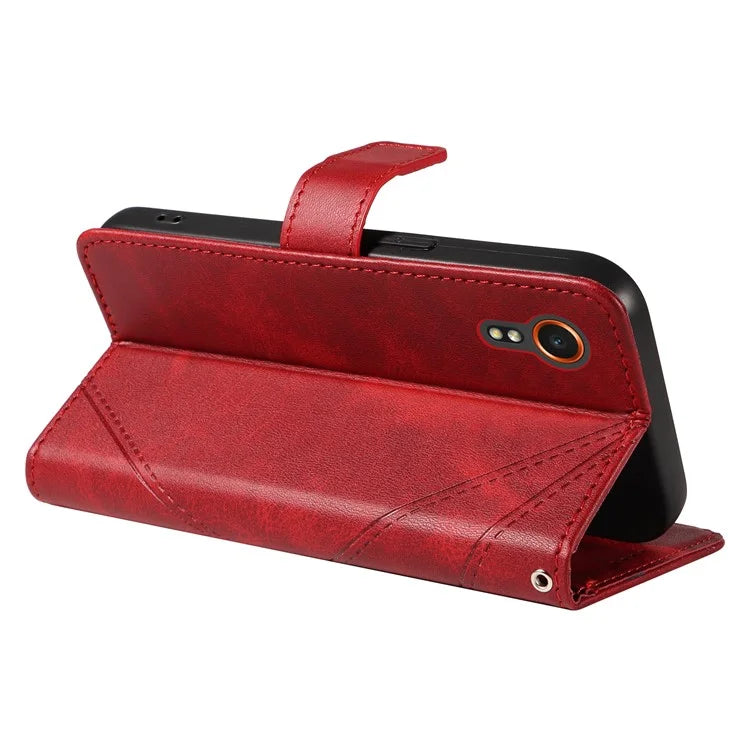 For Samsung Galaxy Xcover7 Case Shockproof Geometric Line Leather Phone Cover Card Holder